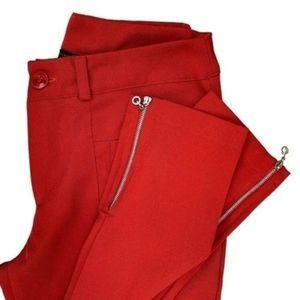 Red High-Rise Straight Leg Crop Pants - Size 27.5in - Imported Designer Brand